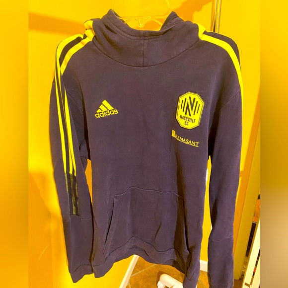 ADIDAS NASHVILLE SC ANTHEM TRAVEL HOODIE, BLUE - Picture 1 of 8